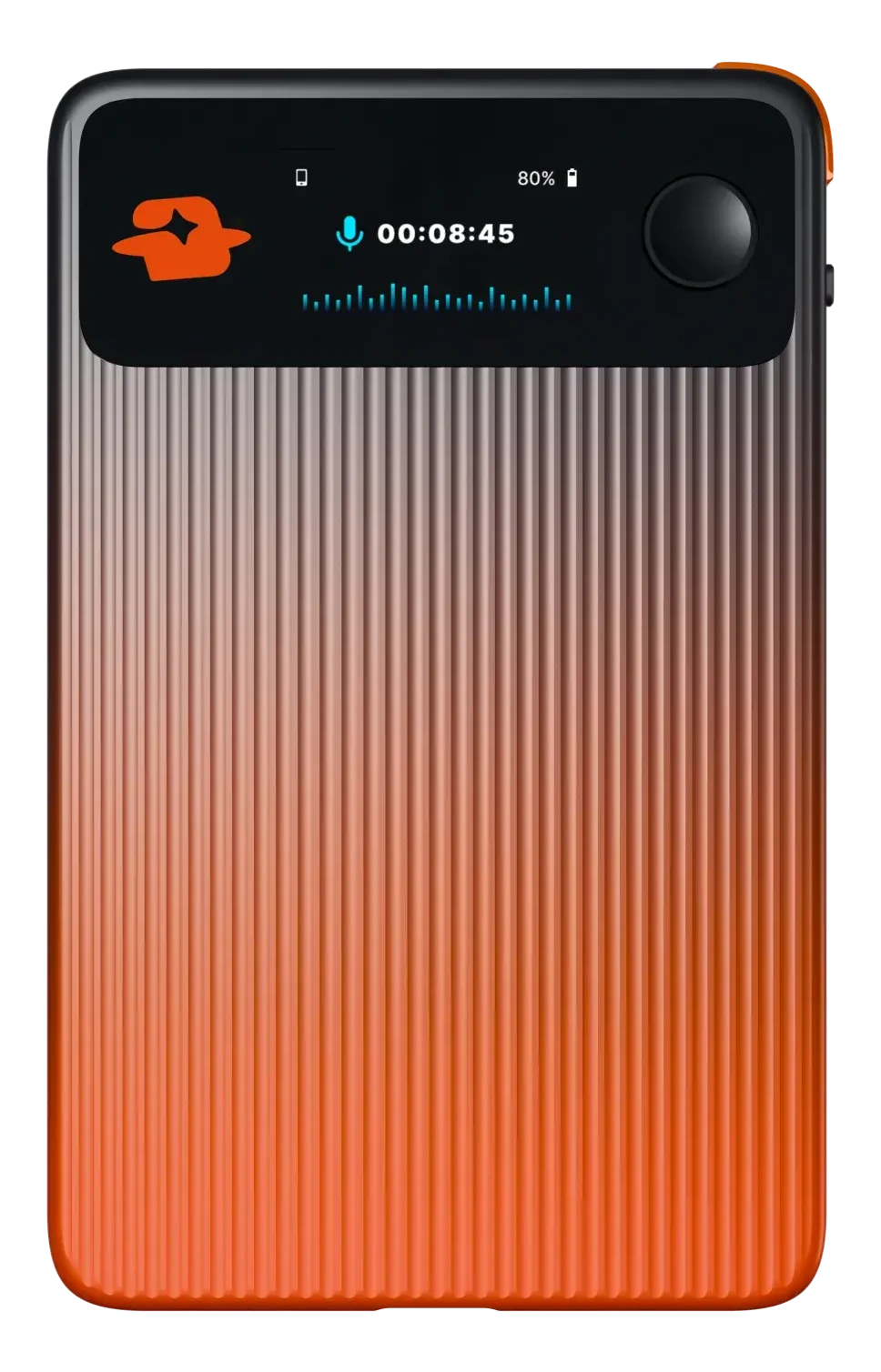 0.96-inch always-on display showing a live recording session